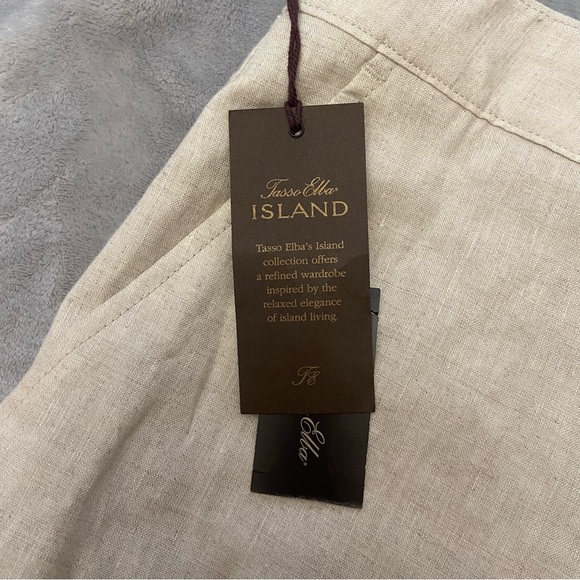 New! Tasso Elba Island Men's Natural Linen Cream Shorts 3345 - Picture 5 of 9